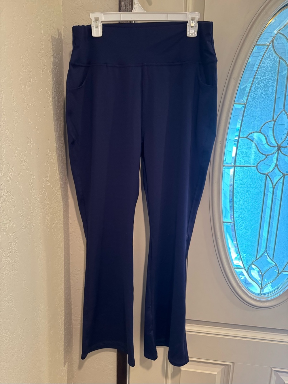 High-Waist Navy Stretch Flare Bootcut Trousers Pants